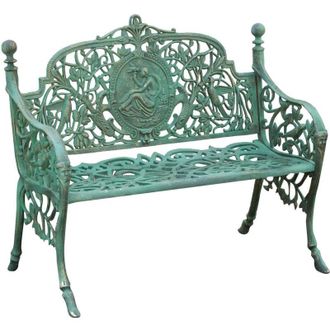 Biscottini International Panchina da giardino in ghisa 105x62x90 cm Divanetto da esterno Panca con braccioli Liberty Sedia 2 posti Panchina in ferro