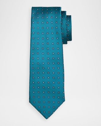 Kiton Men & apos;s Silk Micro-Geometric 7-Fold Tie