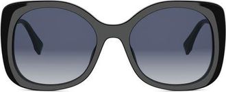 Fendi graphy 55mm Gradient Square Sunglasses in Shiny Black /Gradient Blue at Nordstrom
