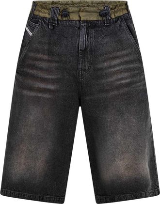 Diesel Heren-shorts van gewassen denim (Zwart)