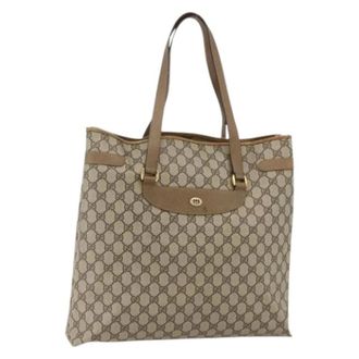 Gucci Pre-owned Tote Bags, female, Beige, Size: ONE SIZE Pre-owned Vintage PVC GG Canvas Tote Bag