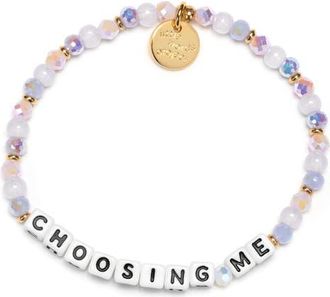 Little Words Project Choosing Me Beaded Stretch Bracelet in White at Nordstrom, Size Small