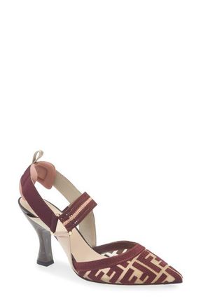 Fendi Colibri Mesh Slingback Pump in Burgundy at Nordstrom, Size 11.5Us
