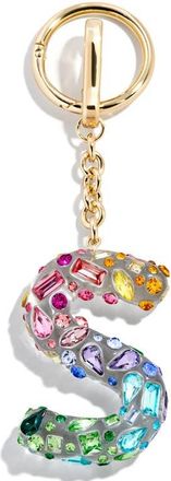 BaubleBar Crystal Initial Key Ring Bag Charm in Clear Multi - S at Nordstrom