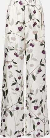 Stella McCartney Pantaloni in twill di seta con stampa