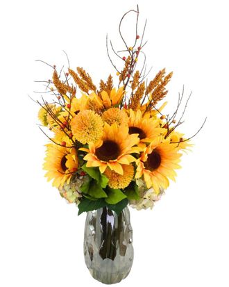 Creative Displays Inc. Handmade Hydrangeas & Pampas Fall Candleholder