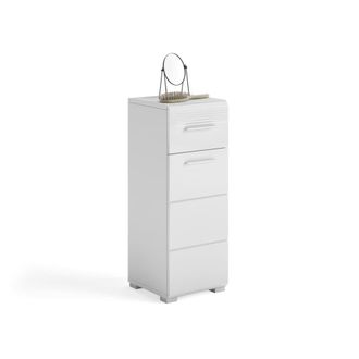 ebuy24 Mueble de ba&ntilde;o Linus 1 puerta, 1 caj&oacute;n blanco alto
