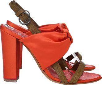 Moschino Cheap and Chic Bow Detail Sandals in Orange Satin