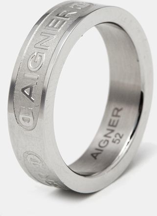 Aigner Logo Silver Tone Ring