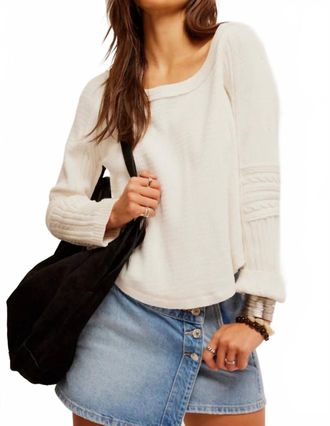 Free People Swinging Cable Cuff Long Sleeve Top In White