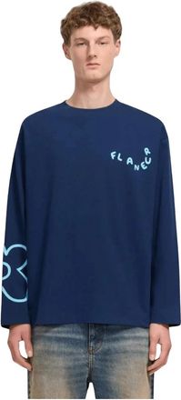 Flaneur Blossom Long Sleeve T-Shirt - Heren - Longsleeves - Blauw - M - Katoen - Tops