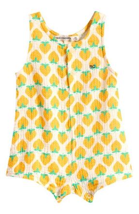 Bobo Choses Strawberry Print Playsuit in White at Nordstrom, Size 12M