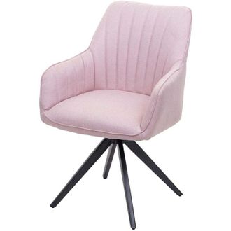 Hhg Non utilizzato] Sedia poltroncina imbottita elegante moderno HHG 954 acciaio verniciato tessuto rosa