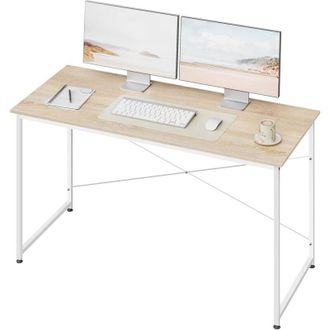 Woltu Tavolo da studio scrivania per computer, postazione di lavoro moderna per ufficio, tavolo da pranzo per casa e ufficio, 140x60 cm, Rovere Chiaro