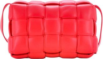 Bottega Veneta Red Maxi Intrecciato Leather Cassette Crossbody Bag Padded (Authentic Pre-Loved)