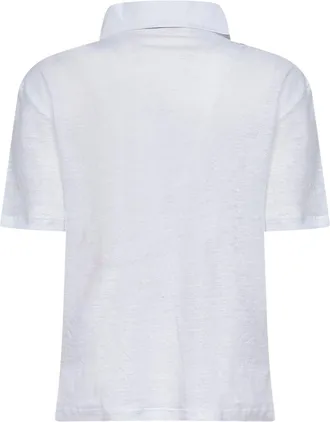 Blanca Vita Womens Polo Shirt White Linen Tops
