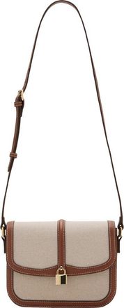 Mango Contrasting Canvas & Faux Leather Shoulder Bag at Nordstrom