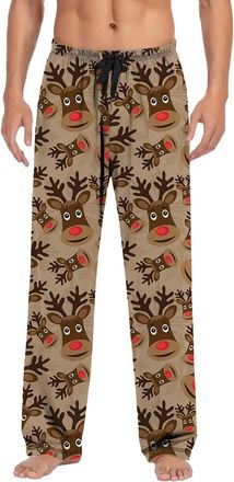 Generic Christmas Trousers Men Lightweight Pyjama Bottoms Fancy Print Christmas Merry Pants Comfort Elasticated Waist Drawstring Trousers Holiday Loungewear J