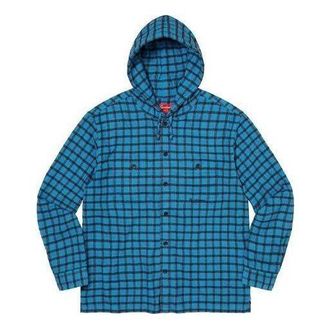 SUPREME Mini Plaid Hooded Shirt Blue Black SUP-SS22-171