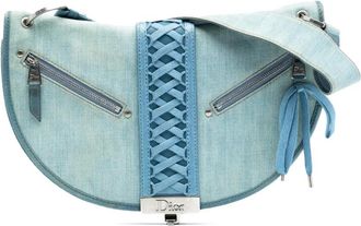 Dior Pre-owned Shoulder Bags, female, Blue, Size: ONE SIZE Pre-owned Saddle Bag with Corset Detail