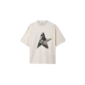 Golden Goose T-Shirts, female, White, Size: XS T-shirt with Raised Reverse Logo