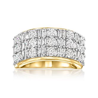 Ross-Simons Round and Baguette Diamond Ring in 14kt Yellow Gold
