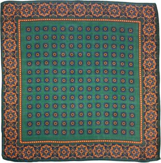 Joan Calabrese Mens Geometric Print Pocket Square In Green Mix
