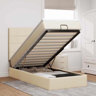 vidaXL Estructura De Cama Otomana Con Colch&oacute;n Tela Crema 80x200cm Vidaxl