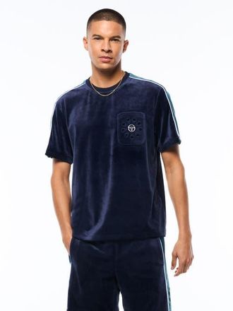 Sergio Tacchini Cresta Velour Pocket T-shirt in Maritime Blue at Nordstrom, Size Xxx-Large