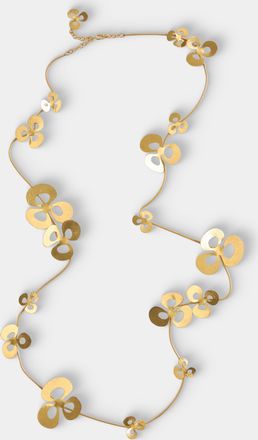 Mahnaz Collection Womens Vintage 1985 Herv&eacute; van der Straeten French Gilded Brass Leaf Flower Chain Necklace