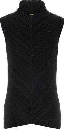 Calvin Klein Womens Plisse Tank Top Black Polyester Tops