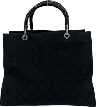 Gucci Black Canvas Handbag Shoulder Bag Tote Bag (Pre-Owned)