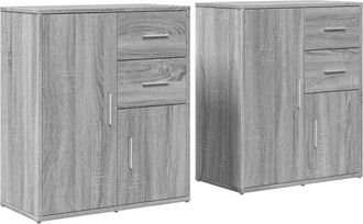 vidaXL Sideboards 2 pcs Grey Sonoma 60x31x70 cm Engineered Wood Vidaxl