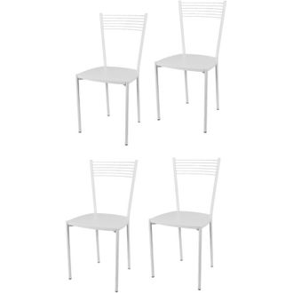 Tommychairs Tommychairs 4 Sillas Elegance Acero Blanco Asiento Madera Blanca