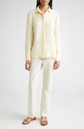 Lafayette 148 New York Scottie Blouse In Yellow Chalk