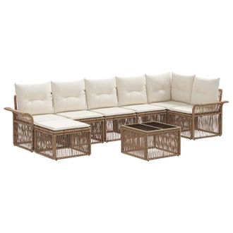vidaXL Conjunto De Sof&aacute;s De Jard&iacute;n 8 Pcs Beige Rat&aacute;n Sint&eacute;tico Vidaxl