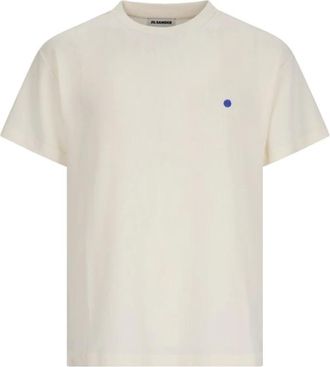 Jil Sander T-Shirt CN SS EMB - Heren - Tops - Wit - Maat: L Katoen