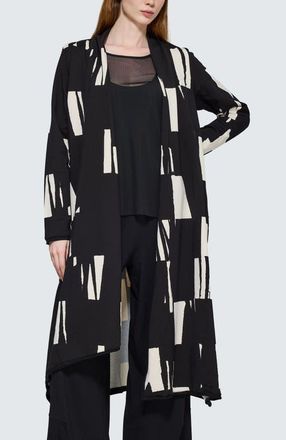 Luukaa D'Celli Aqualina Printed Jersey Duster in Ivory Black at Nordstrom, Size 18