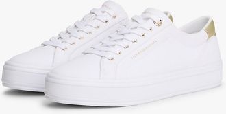 Tommy Hilfiger Womens Metallic Accent Canvas Sneaker - White - US 6.5 / EU 37