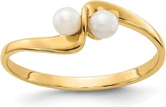 Diamond2Deal 14k Yellow Gold 3mm FW Cultured Pearl Ring