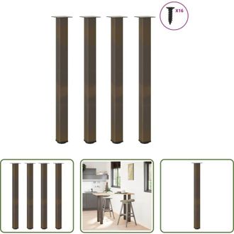 vidaXL Tavolo da bar - Gambe per tavolo da bar 4 pz in acciaio naturale 110-112 cm