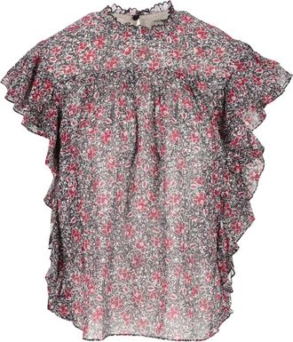 Isabel Marant Top a fiori con ruches - Nero