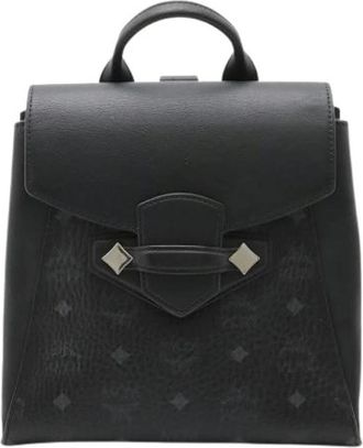 MCM Pre-owned Visetos Backpack - Dames - Vintage Rugzakken - Zwart - ONE Size - Leer - Vintage