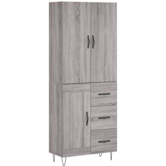 vidaXL Highboard Grey Sonoma 69.5x34x180 cm Engineered Wood Vidaxl