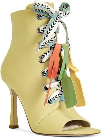 Azalea Wang Rovea Open Toe Bootie in Khaki at Nordstrom, Size 7.5