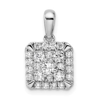 Diamond2Deal 14K White Gold Lab Grown Diamond Square Pendant (0.5ct, VS, G-H)