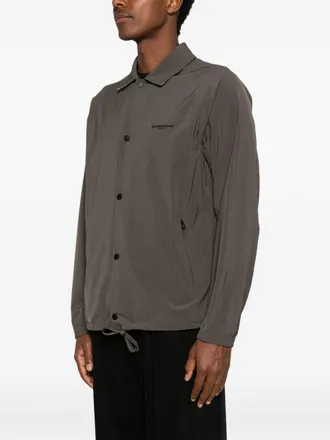 Emporio Armani Logo-Embroidered Overshirt - Brown