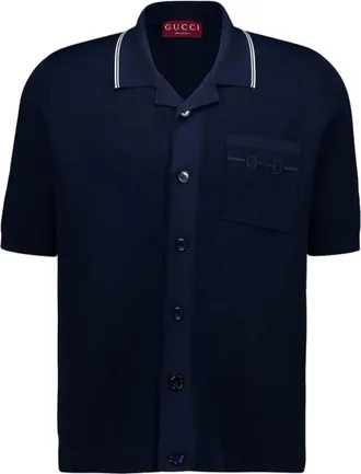 Gucci Short Sleeve Shirts, male, Blue, Size: XL S/S Polo Viscose