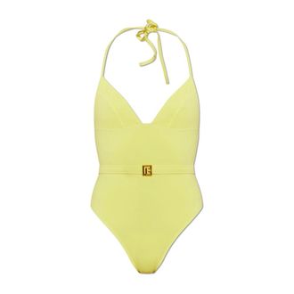 Balmain One-piece, female, Yellow, Size: 2XS Belted logo-plaque swimsuit