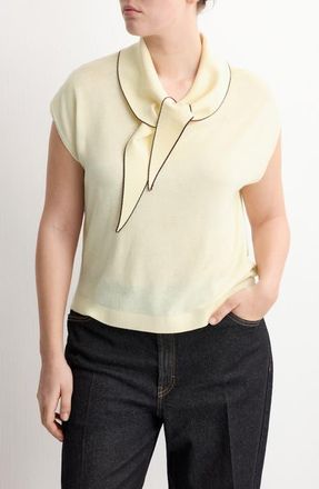 Mango Bert Tie Neck Top in Pastel Yellow at Nordstrom, Size X-Large